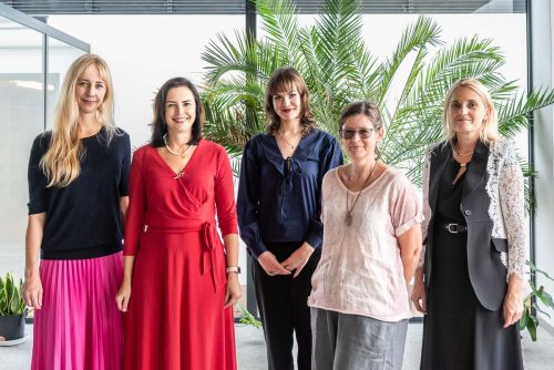 From left Prof. Dorota Frydecka, Prof. Justyna Rybka, Julia Siembiga, Prof. Małgorzata Krzystek-Korpacka, and Assoc. Prof. Agata Sebastian, PhD.